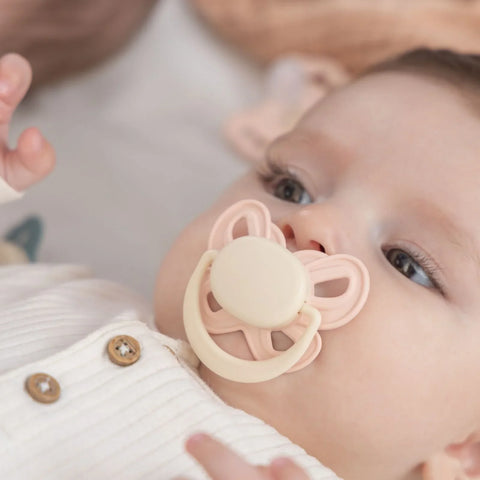 Mooma Palyaço ve Kelebek Desenli Emzik 6-18 Ay - Brownish Purple And Baby Pink