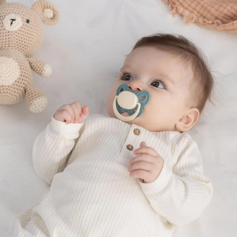 Mooma Palyaço ve Kelebek Desenli Emzik 6-18 Ay - Ball Blue And River Green