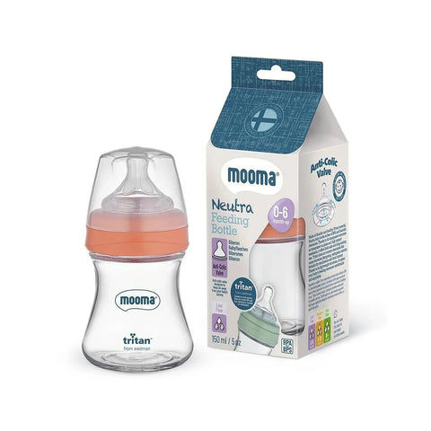 Mooma Neutra Antikolik Tritan™ Biberon 150 ml 0-6 Ay Yavaş Akış - Coral Pink