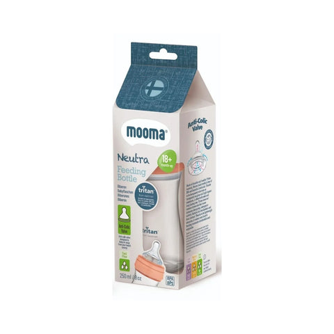 Mooma Neutra Antikolik Tritan Biberon 250ML 18+ Ay Hızlı Akış - Coral Pink