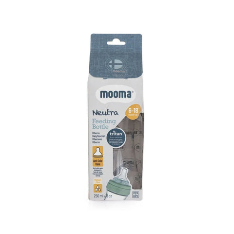Mooma Neutra Antikolik Tritan Biberon 250ML 6-18 Ay Orta Akış - Sage Green