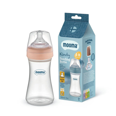 Mooma Kindy Antikolik PP Biberon 250ml 6-18 Ay Orta Akış - Old Rose