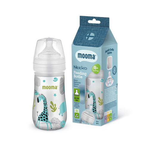 Mooma Neeko Antikolik Biberon 250ml 18+ Ay Hızlı Akış - Hayvan Desenli